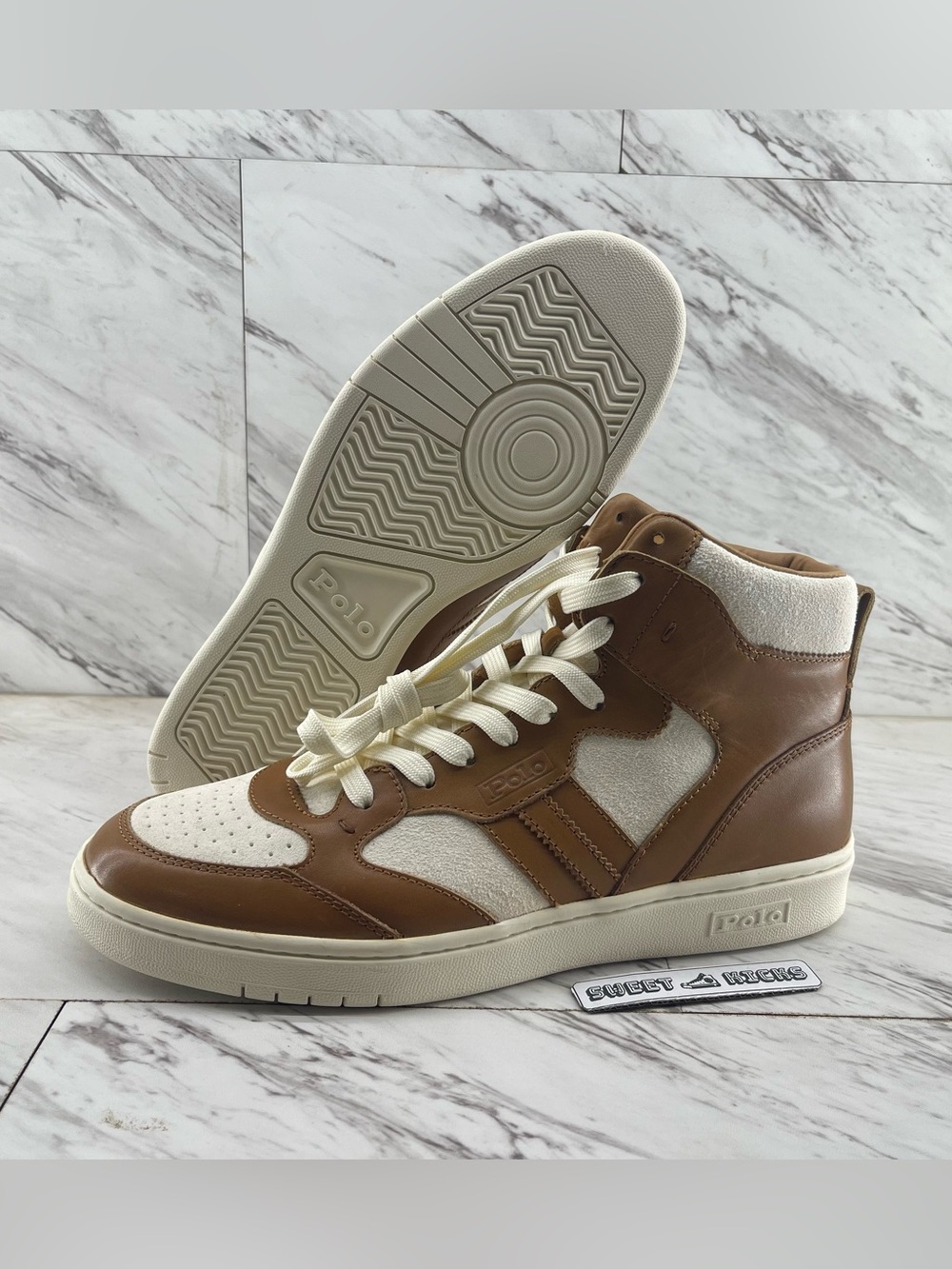 Polo Ralph Lauren CRT HCM High Top Sneakers Brown Cream